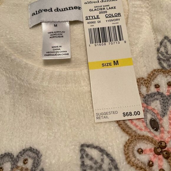 ALFRED DUNNER Women's Glacier Lake Flower Chenille Sweater - Picture 6 of 7